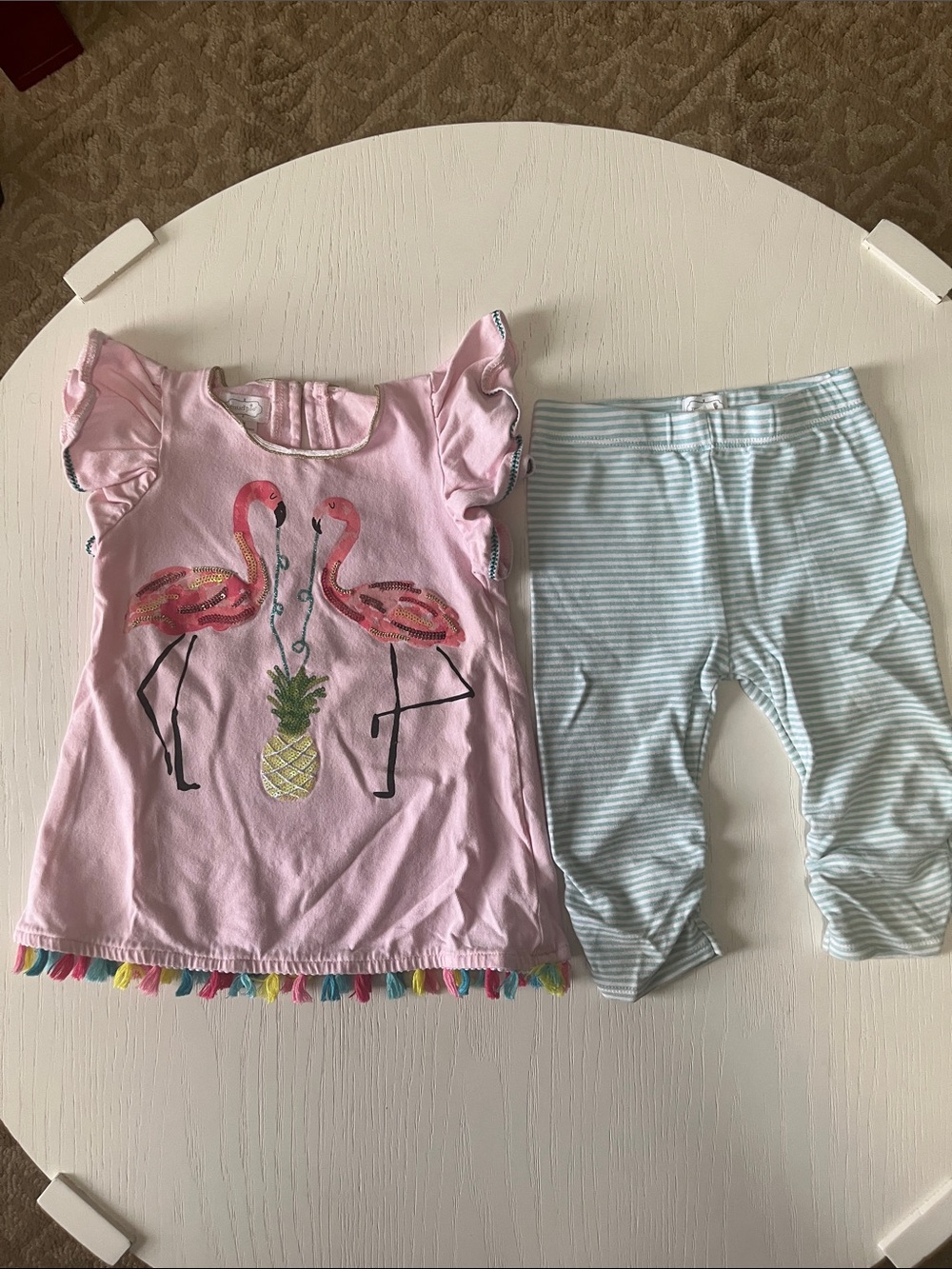 Girls Pink Flamingo Tassel Set